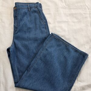 J. Crew High-Rise Wide Leg Jeans in Medium Blue